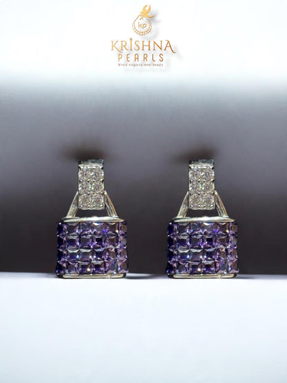 92.5 Pure Silver Cubic Amethyst With Pearls Necklace Set - Invisible Throngs Jewellery