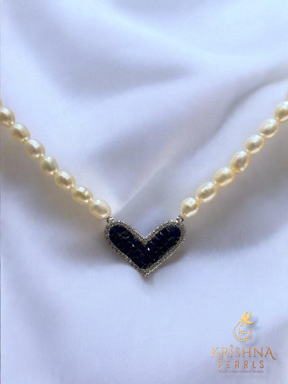 92.5 Pure Silver Cubic Blue Sapphire Studded With Pearls Necklace Set - Invisible Throngs Jewellery