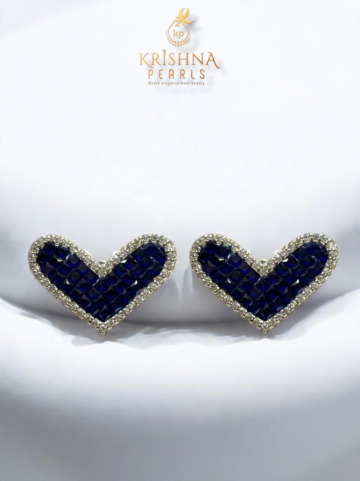 92.5 Pure Silver Cubic Blue Sapphire Studded With Pearls Necklace Set - Invisible Throngs Jewellery