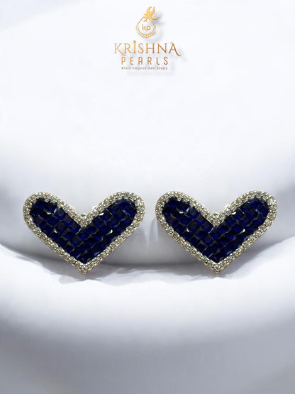 92.5 Pure Silver Cubic Blue Sapphire Studded With Pearls Necklace Set - Invisible Throngs Jewellery