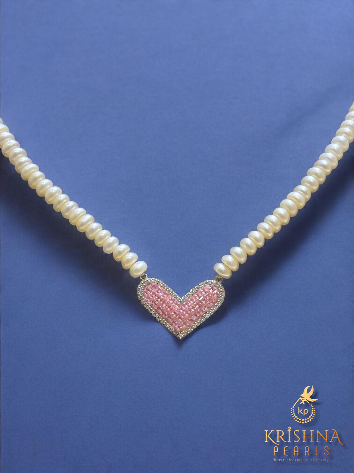 92.5 Silver Rose Squatz Studded Pearls Necklace Set