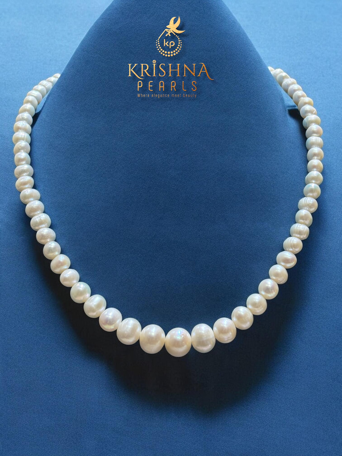 Classy White Round Pearl Gradation 7-11 mm Necklace