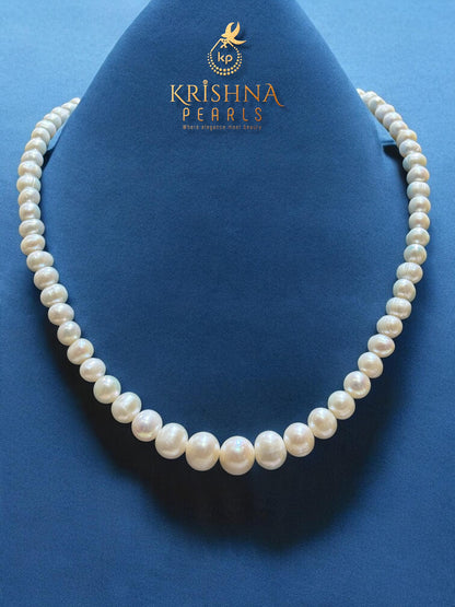 Classy White Round Pearl Gradation 7-11 mm Necklace