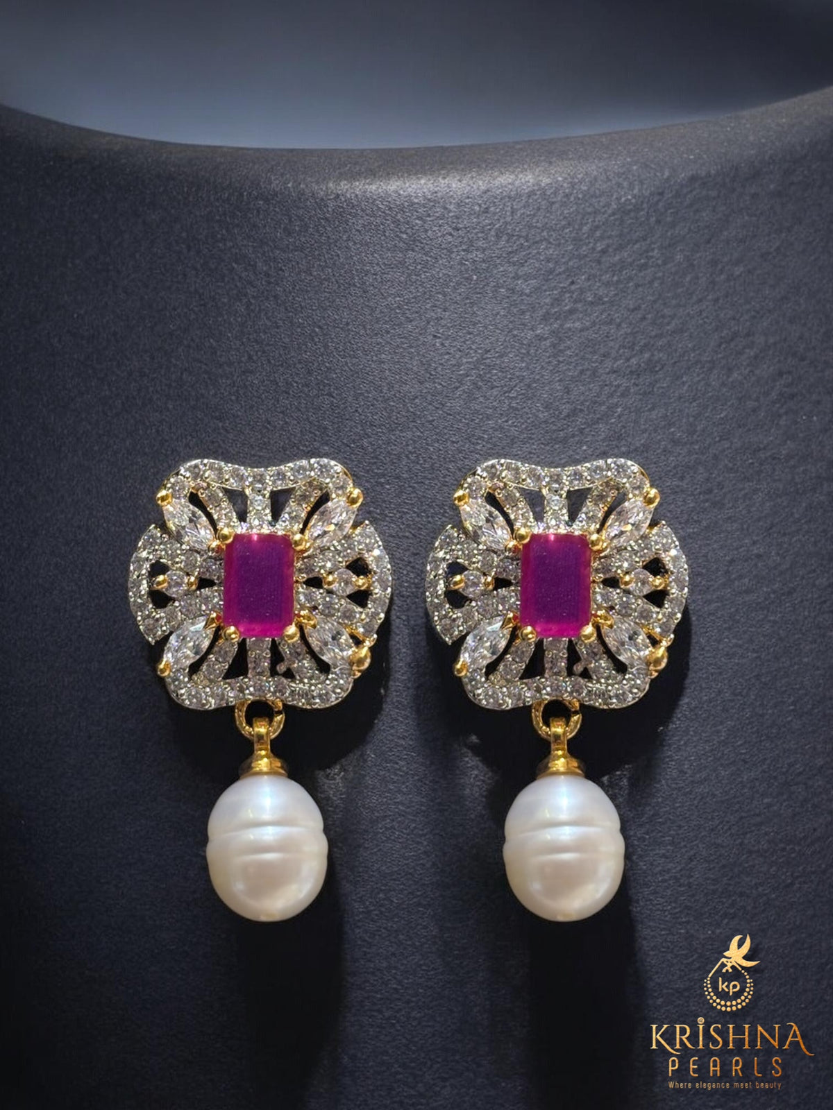 Nimazi Ruby & Zircon Studded Pearls Choker Set