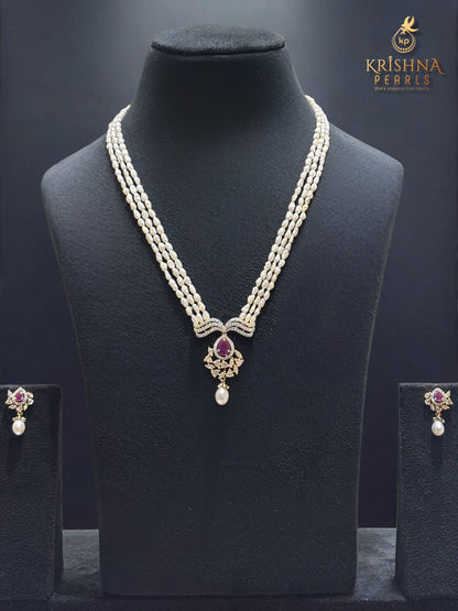 Authentic Rice Baroque Pearls Three Layers Necklace Set