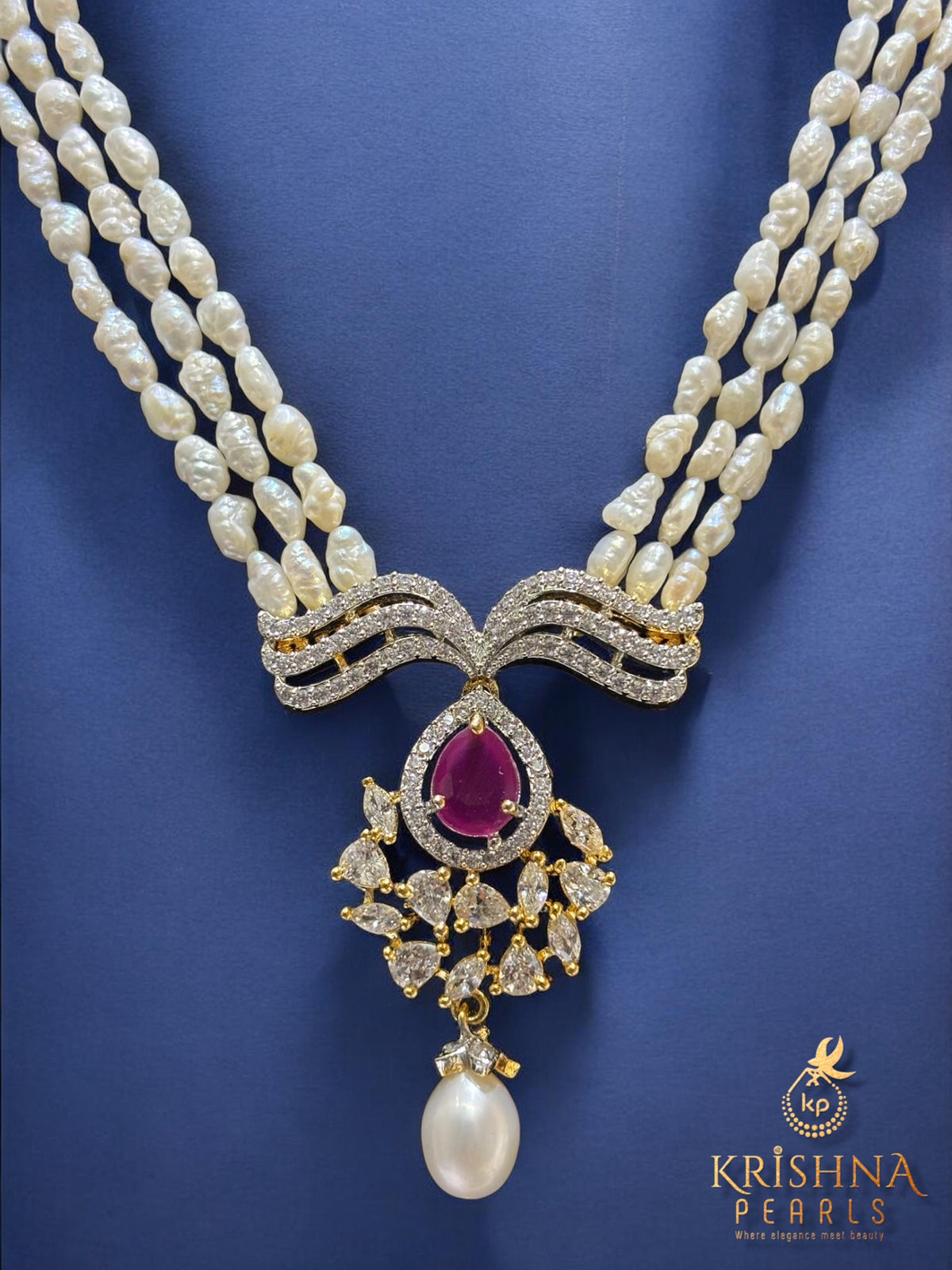 Authentic Rice Baroque Pearls Three Layers Necklace Set