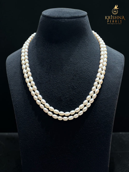 Premium White Pearls Double Layer Necklace Set ( AAA+)