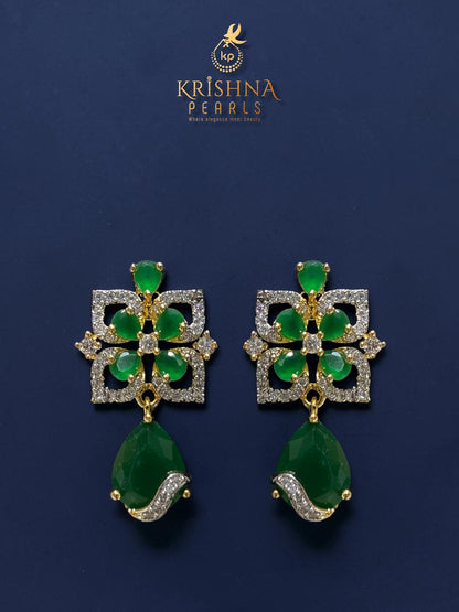 Designer Three Row Choker Green Pendant Set