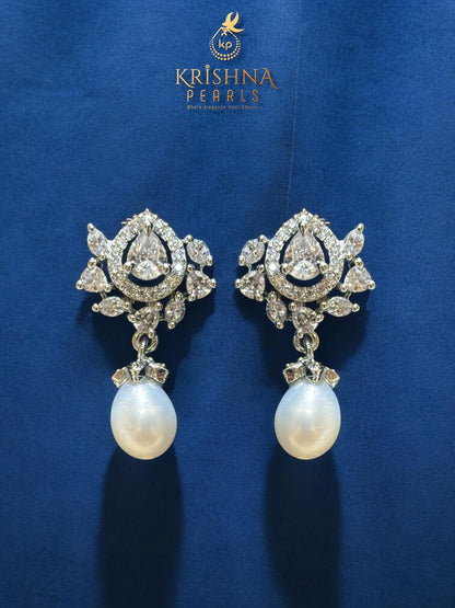 Beautiful 2 Rows Diamond Studded Pearls Necklace Set