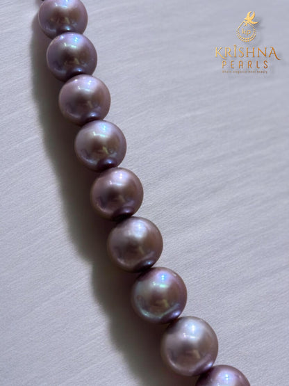 Lavish Lavender Mist 10 MM Pearls Necklace (AAA)