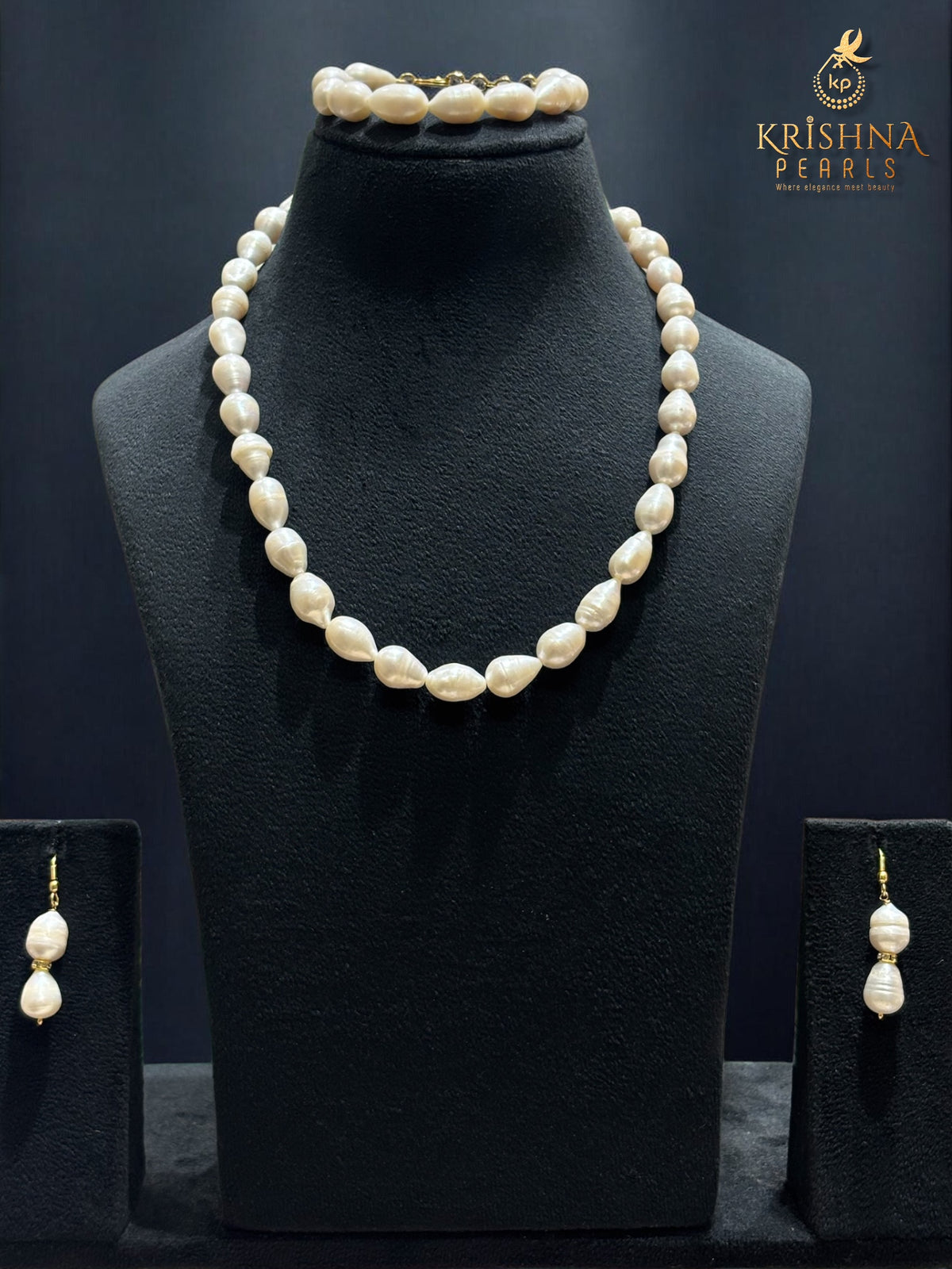 Royal Big Pearls Necklace With Matching Bracelet 10-12MM