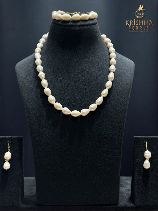 Royal Big Pearls Necklace With Matching Bracelet 10-12MM