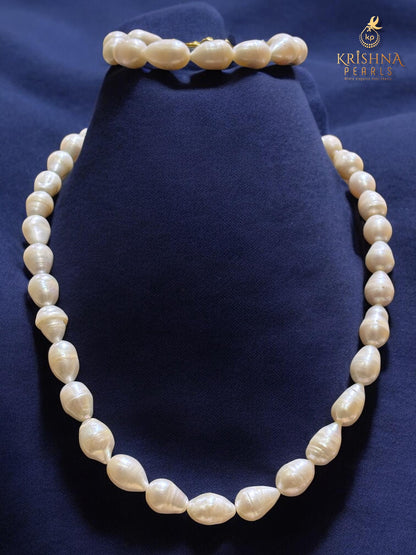 Royal Big Pearls Necklace With Matching Bracelet 10-12MM
