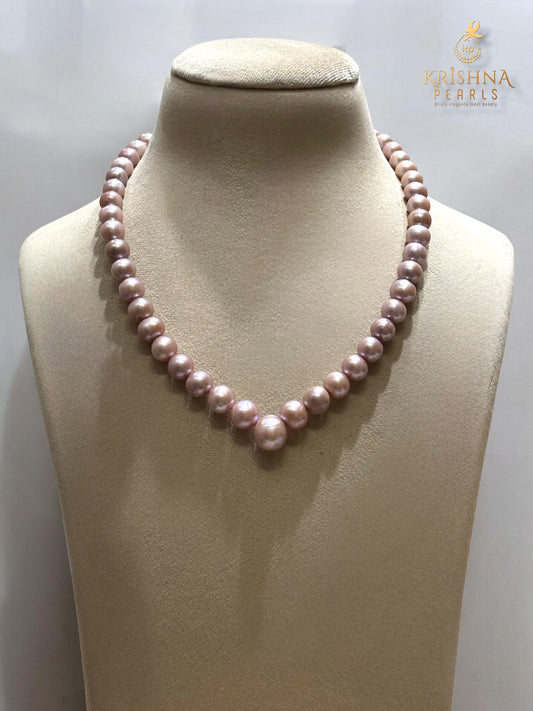 Round Pink Pearls 8-12MM Beautiful Graduation Necklace