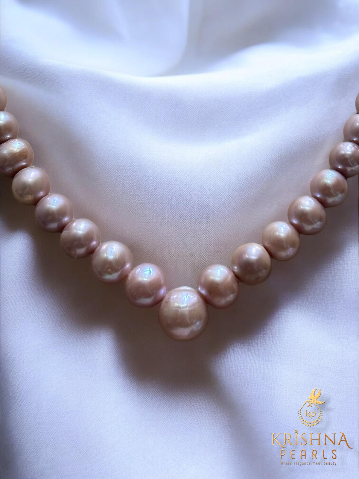 Round Pink Pearls 8-12MM Beautiful Graduation Necklace