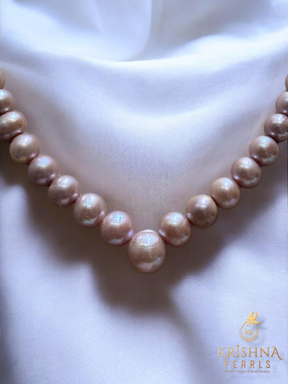 Round Pink Pearls 8-12MM Beautiful Graduation Necklace