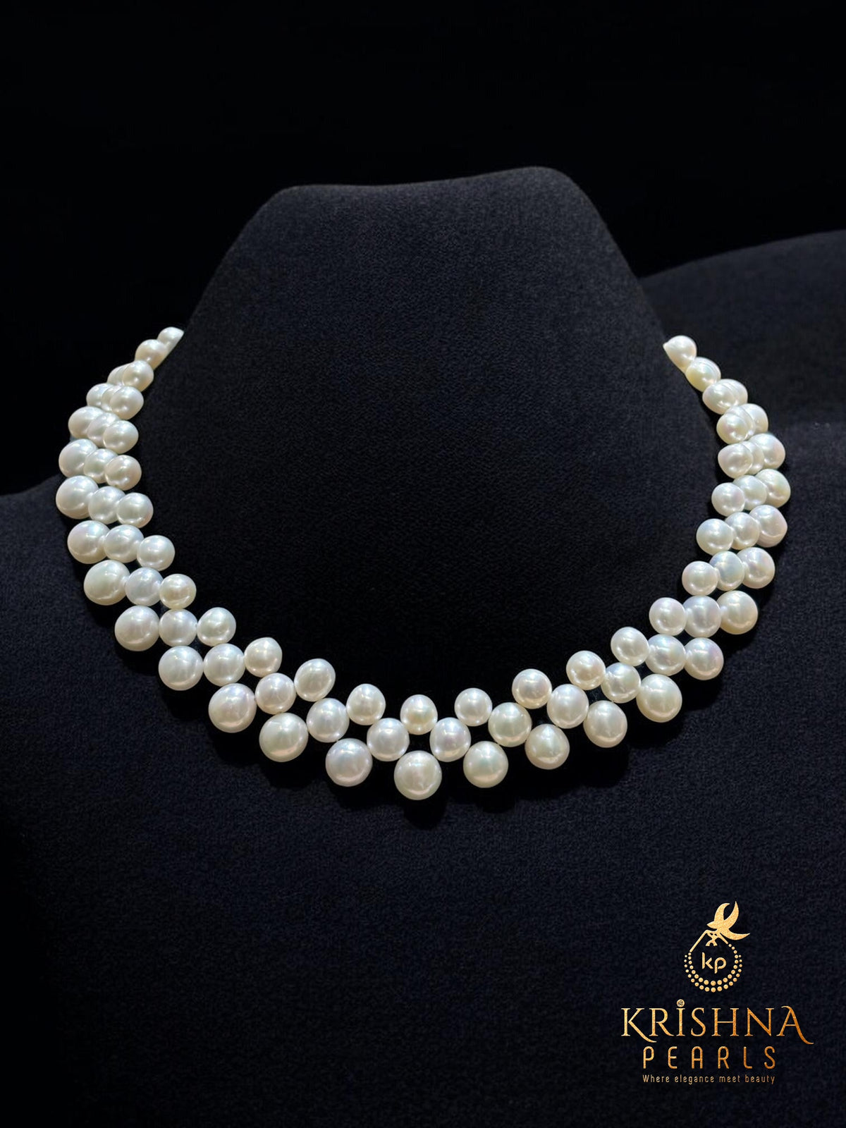 Classy White Button Pearls Necklace Set AAA Quality