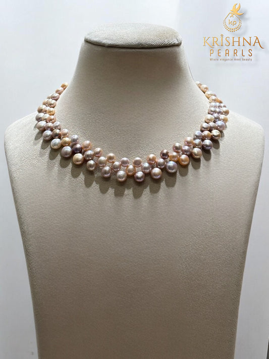 Classy Multi Shade Pink Pearls Necklace Set