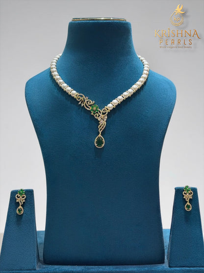 Button Pearl & Ruby Necklace Set