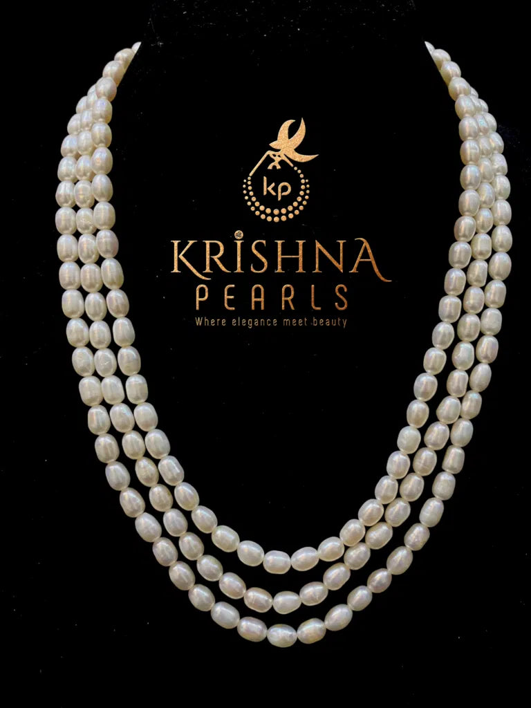 Simple Plain Pearl Three Line Oval Shape – Sri Krishna Pearls