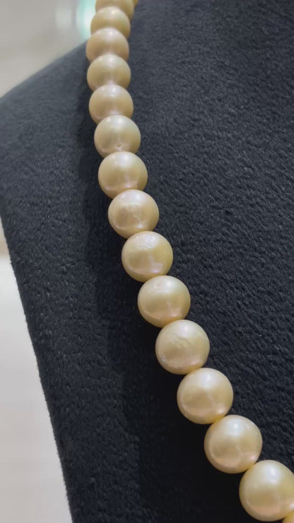 Beautiful Gradation Pink Pearls 9-12MM Necklace Set