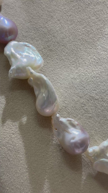 Luxurious Baroque White & Pink Pearls Necklace Set - Premium AAA Quality (No Grooves/Spots)