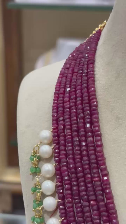 Designer Ruby Pearl Long Rani Haar - By Tanushree Chakrabarty