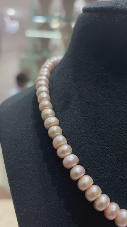 Dark Pink Lavender Mist 10mm Daily Wear Pearl Necklace