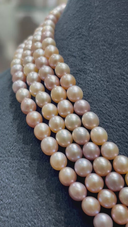 Four Layers Shades Of Pink Pearls Necklace Premium Quality