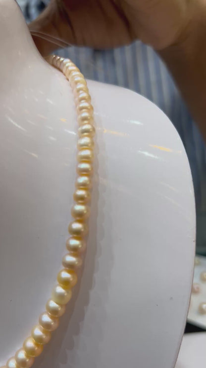 Half Round Peach Pink Pearls Graduated Necklace