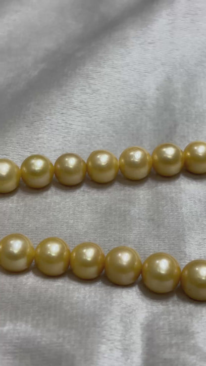 Exclusive Round Golden Pearls 9-12 MM Necklace