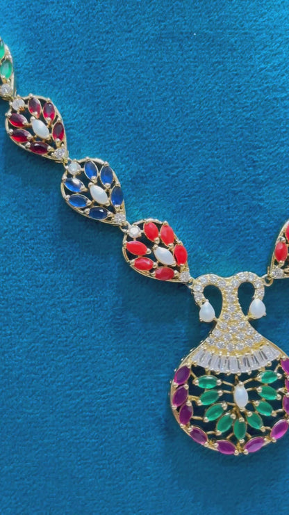 Royal Navaratna Fusion Necklace Set