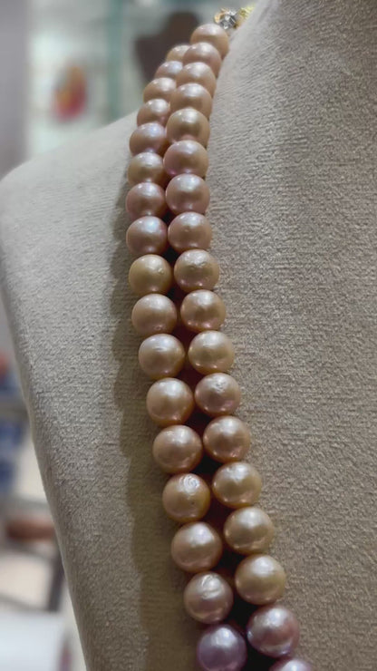 Round Pink Pearls 7-8 MM Necklace Set