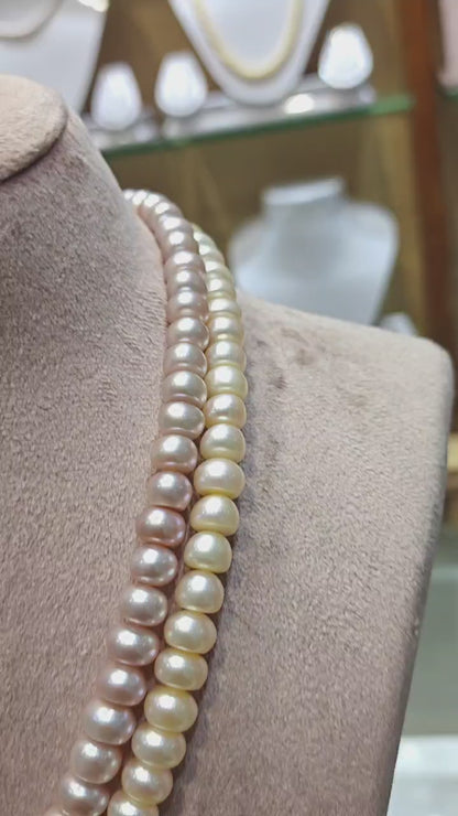 Pink Pearls Hues Two Layered 10mm Necklace