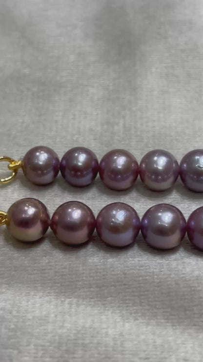 Lavish Lavender Mist 10 MM Pearls Necklace (AAA)