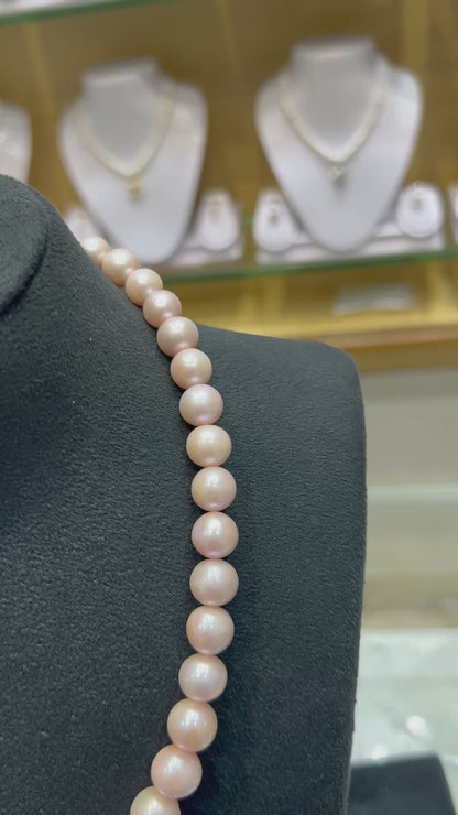 Royal Luxurious Round Pearls Pink Hues Necklace