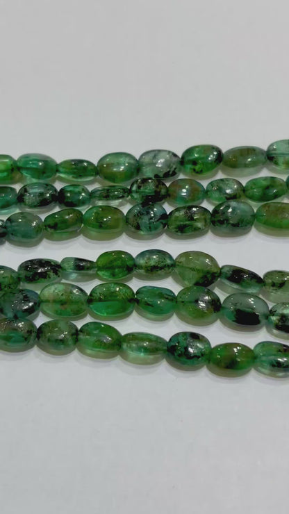 Dark Green Three Layers Natural Emeralds Necklace