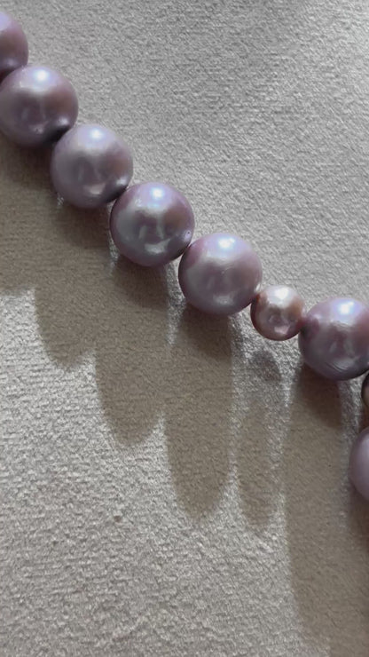 Lavender Shade 12 MM Pearls With Baroque Pearl In Center Necklace Set