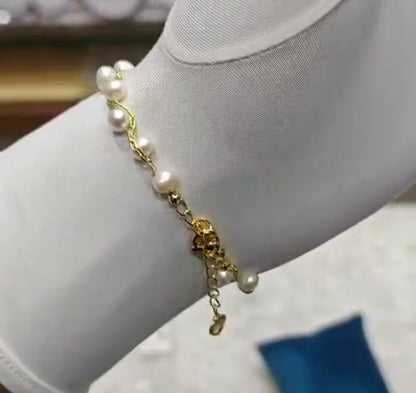 Elegant Near Round Fresh Water Pearls Bracelet