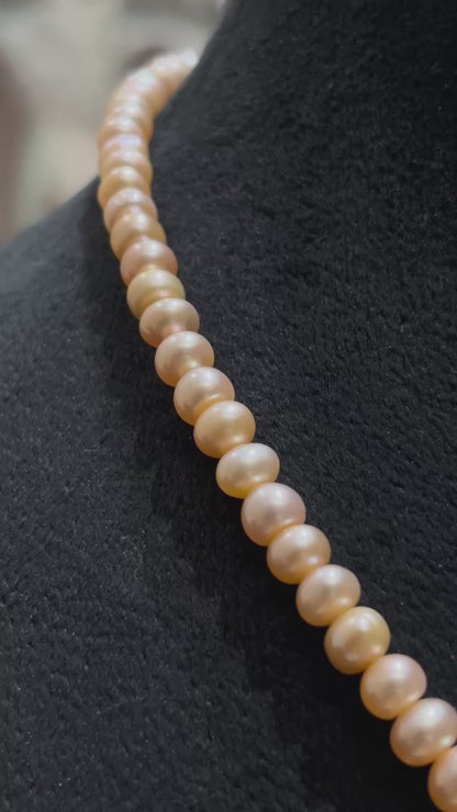 Beautiful 5-7 MM Pink Pearls Necklace Set