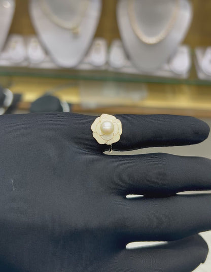 Adorable Lotus Dewdrop Adjustable Finger Ring