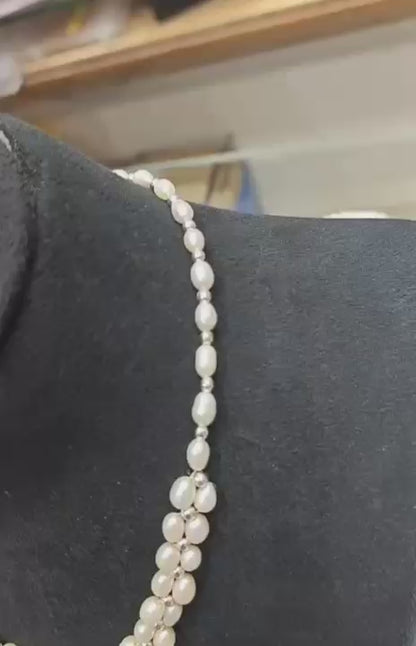 Blossom Double Layer Pearls Necklace Set