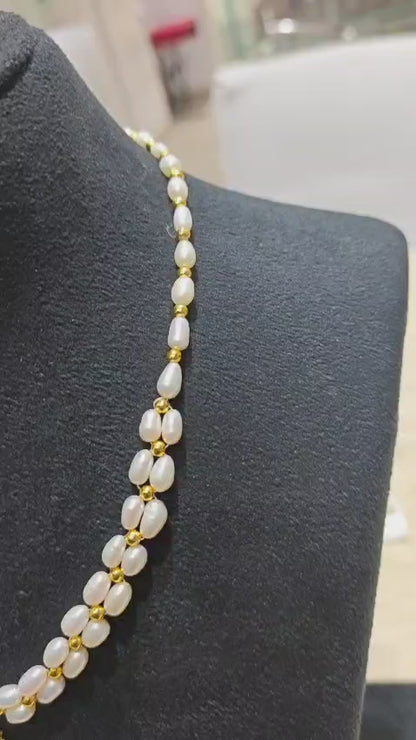 Petal Dewdrop Double Layer Pearls Necklace Set