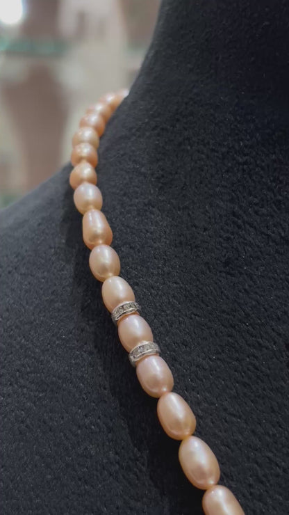 Beautiful Pink Pearls With Butterfly Pendent Necklace Set