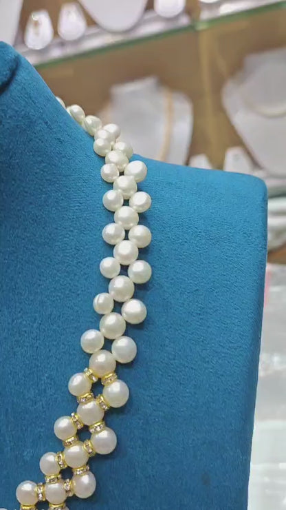 Blossom Button Pearls Necklace Set