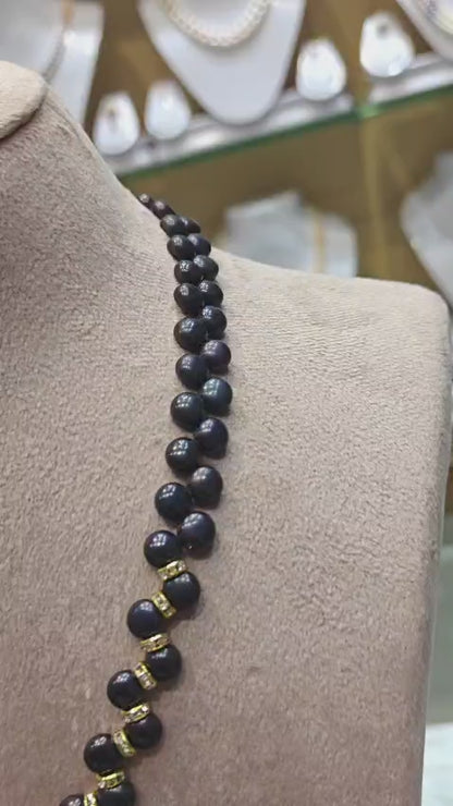 Designer Black Button Pearls Necklace Set