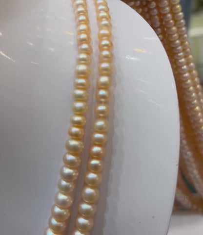 Graduated Two Layers Half Round Pink Pearls