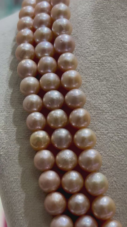 Round Pink Pearls 7-8 MM Necklace Set