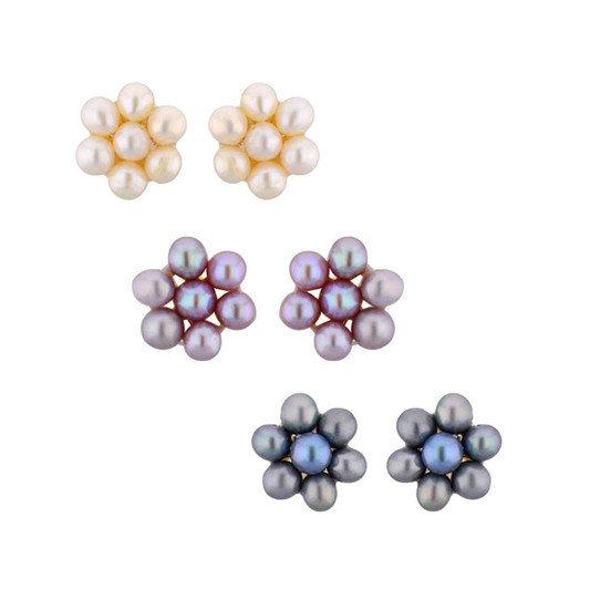 Simple Flower Pearl Studs