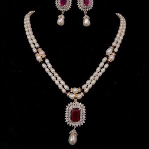 Classy Oval Pearl Double Line Set